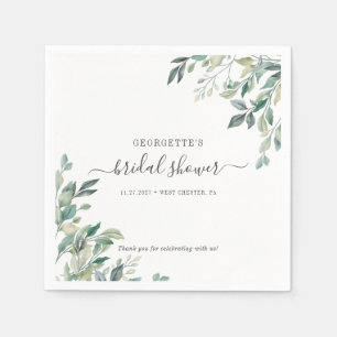 Eucalyptus Foliage Script Greenery Bridal Shower Napkin