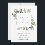 Eucalyptus Foliage Square Frame Save the Date Card<br><div class="desc">This wedding save the date invitation features painted watercolor eucalyptus greenery,  green leaves and square frame. For more advanced customisation of this design,  Please click the "Customise further" link.  Matching items are also available.</div>