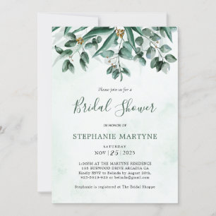 Eucalyptus Foliage Watercolor Bridal Shower Invitation
