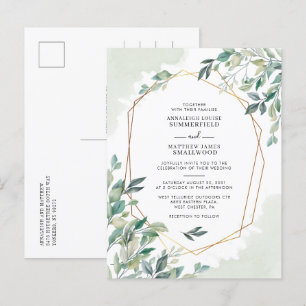 Eucalyptus Foliage Watercolor Wedding Invitation Postcard