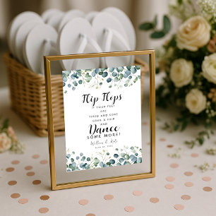 eucalyptus foliage wedding flip flops wedding sign postcard