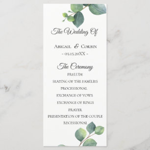 Eucalyptus Foliage Wedding Program Programme