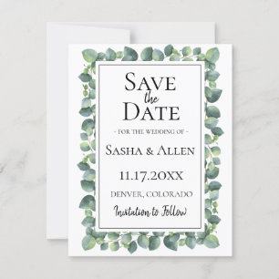 Eucalyptus Foliage Wedding Save the Date