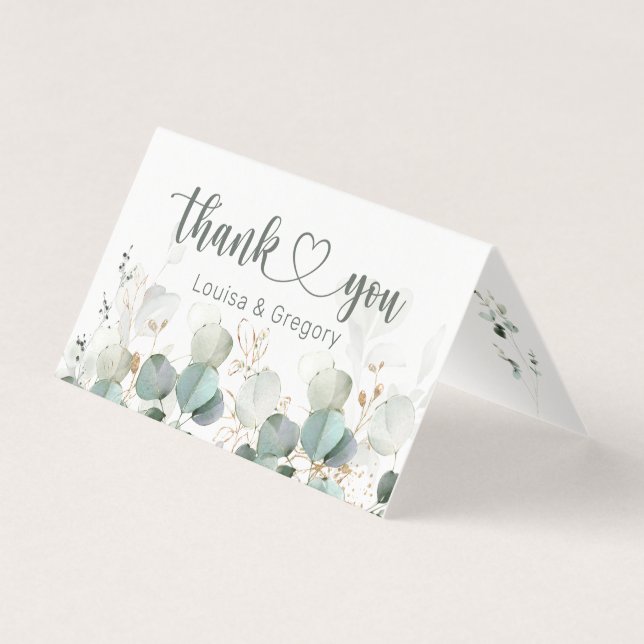 Eucalyptus Foliage Wedding Thank You Folded Card (Front)