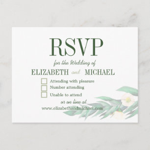Eucalyptus Foliage White Elegant Wedding RSVP Postcard