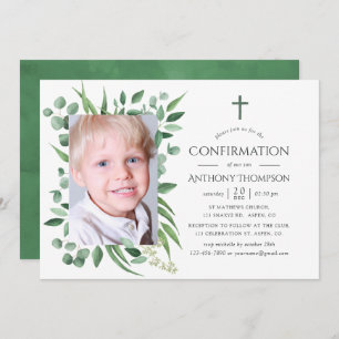 Eucalyptus Forest Greenery First Holy Communion Invitation