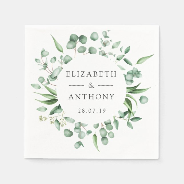 Eucalyptus Forest Greenery Wedding Napkin (Front)