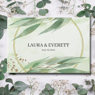 Eucalyptus Frame Green Gold Foliage Wedding Guest Book