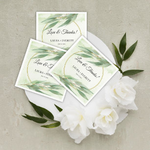 Eucalyptus Frame Green Gold Foliage Wedding Napkin