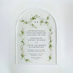 Eucalyptus Framed Wreath Monogram Wedding Arch Acrylic Invitations