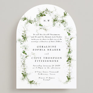 Eucalyptus Framed Wreath Monogram Wedding Arch Invitation