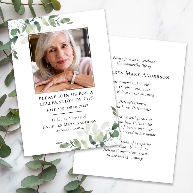 Eucalyptus Funeral Memorial Celebration of Life Invitation (Creator Uploaded)