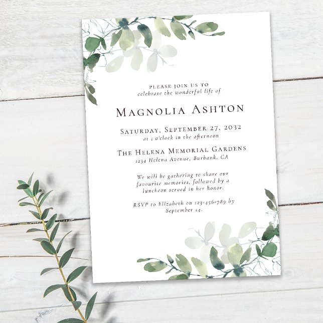 Eucalyptus Funeral Memorial Service Invitation (Creator Uploaded)