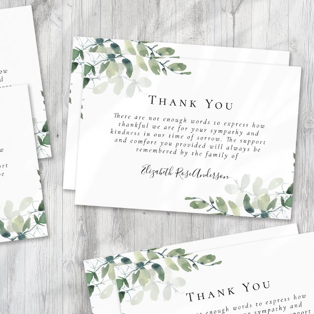 Eucalyptus Funeral Sympathy Thank You Card (Creator Uploaded)