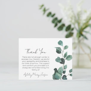 Eucalyptus Funeral Thank You Card Bereavement