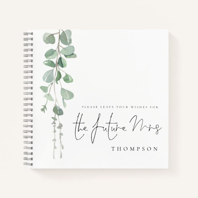 Eucalyptus Future Mrs Name Alternative Guest Book (Front)