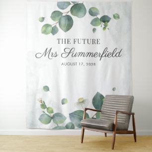 Eucalyptus Future Mrs Photo Booth Backdrop Tapestry