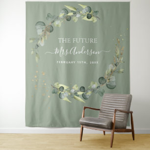 Eucalyptus Future Mrs. Photo Booth Backdrop Tapestry