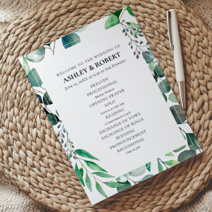Eucalyptus Garden Botanical Wedding Ceremony Programme