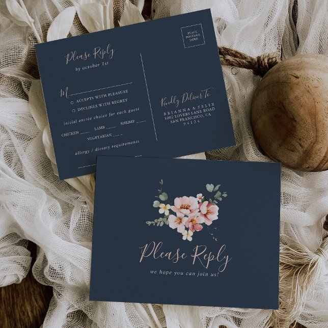 Eucalyptus Garden Floral Menu Choice RSVP Postcard (Creator Uploaded)
