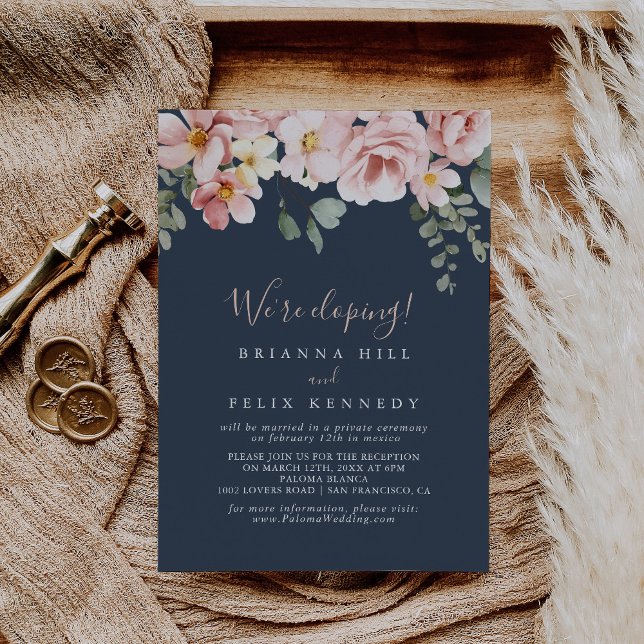 Eucalyptus Garden Rose Floral Elopement Reception Invitation (Creator Uploaded)