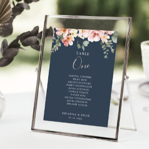 Eucalyptus Garden Rose Floral Seating Chart Card