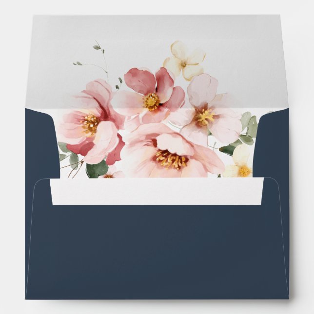 Eucalyptus Garden Rose Floral Wedding Invitation Envelope (Back (Bottom))