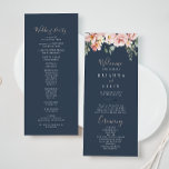 Eucalyptus Garden Rose Floral Wedding Program Programme<br><div class="desc">This eucalyptus garden rose floral wedding program is perfect for a rustic wedding. The design features pink,  blush,  yellow rose flowers with eucalyptus leaves in a dark navy blue background.</div>