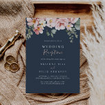 Eucalyptus Garden Rose Floral Wedding Reception Invitation<br><div class="desc">This eucalyptus garden rose floral wedding reception invitation is perfect for a modern post elopement party. The design features pink, blush, yellow rose flowers with eucalyptus leaves in a dark navy blue background. RSVP cards are sold separately, or you can the RSVP details to the back or bottom of the...</div>
