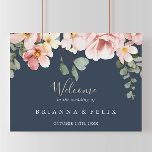Eucalyptus Garden Rose Floral Wedding Welcome Sign