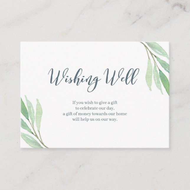 Eucalyptus garden watercolor | Wishing Well card (Front)
