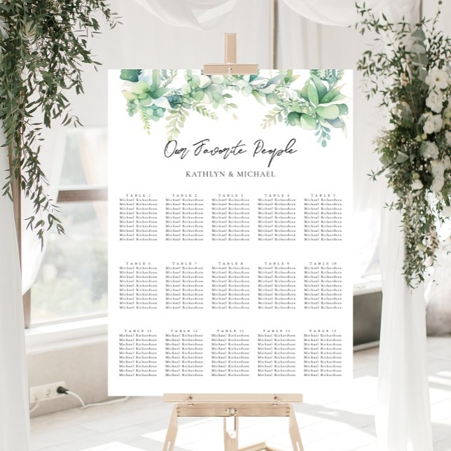 Eucalyptus Garden Wedding 15 Table Seating Charts (Creator Uploaded)
