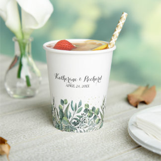 Eucalyptus Garden Wedding Paper Cups