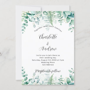 Eucalyptus geenery woodland ferns wedding invitation