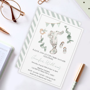 Eucalyptus gender neutral baby shower invitation