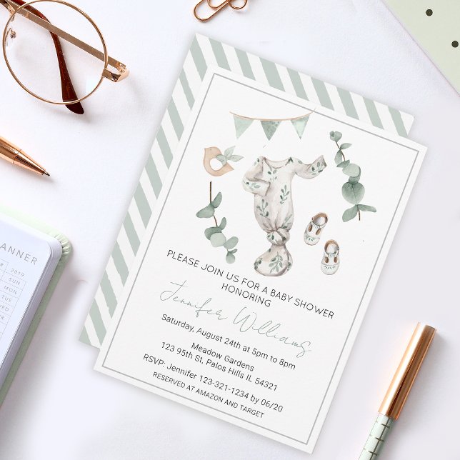 Eucalyptus gender neutral baby shower invitation (Creator Uploaded)
