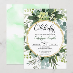 Eucalyptus Gender Neutral Oh Baby Shower Invitation