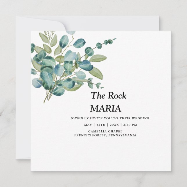 eucalyptus generery wedding invitation (Front)