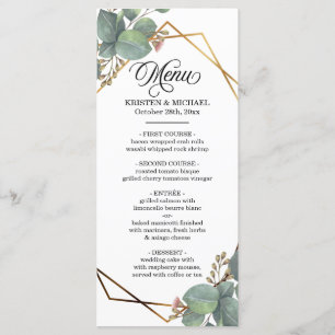 Eucalyptus geo frame wedding menu