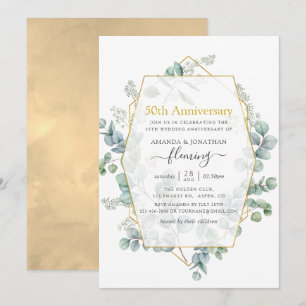 Eucalyptus Geometric 50th Wedding Anniversary Invitation