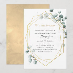 Eucalyptus Geometric 50th Wedding Anniversary Invitation