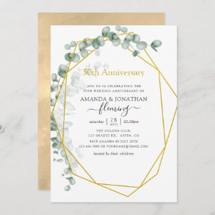 Eucalyptus Geometric 50th Wedding Anniversary Invitation