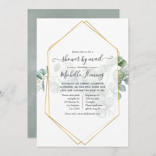 Eucalyptus Geometric Baby Shower by Mail Invitation