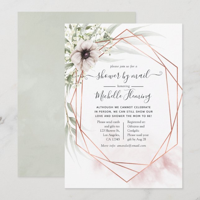 Eucalyptus Geometric Baby Shower by Mail Invitation (Front/Back)