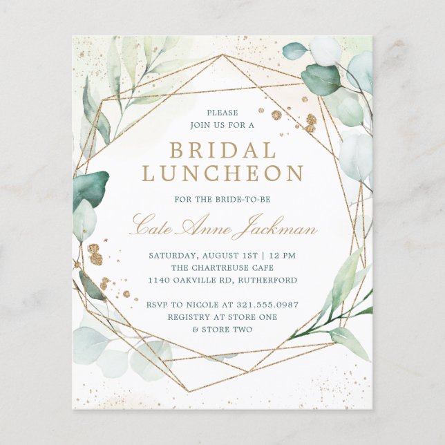 Eucalyptus Geometric Bridal Luncheon Invitation (Front)