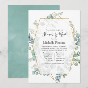 Eucalyptus Geometric Bridal or Baby Shower by Mail Invitation