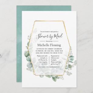 Eucalyptus Geometric Bridal or Baby Shower by Mail Invitation