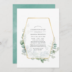 Eucalyptus Geometric Celebration of Life Photo Invitation