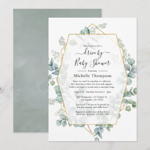 Eucalyptus Geometric Drive By Shower Invitation