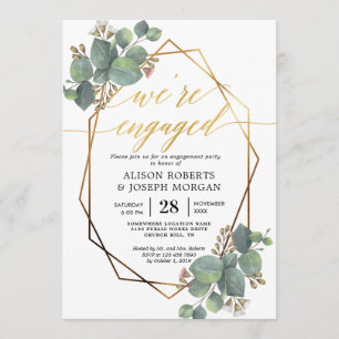 Eucalyptus geometric frame engagement invitation